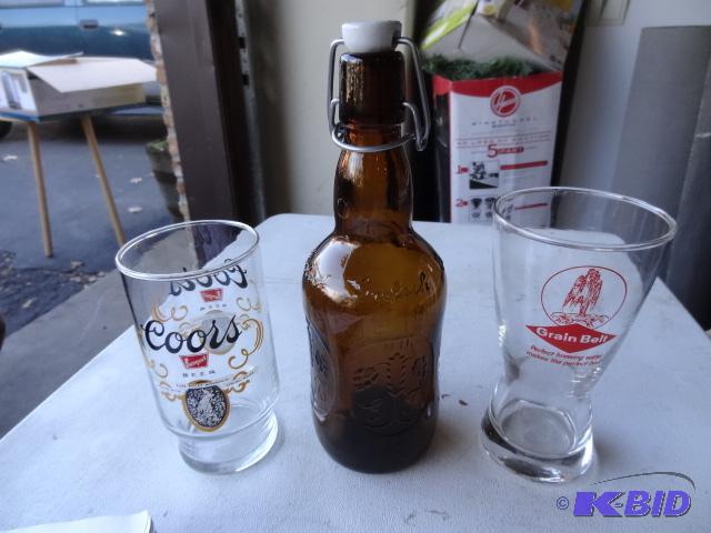 lot 247 image: Grain Belt and Coors Beer Glasses. Grolsch Be...