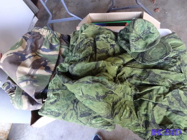 lot 255 image: Matching Camo Shirt, Hat, and Pants. Large Re...