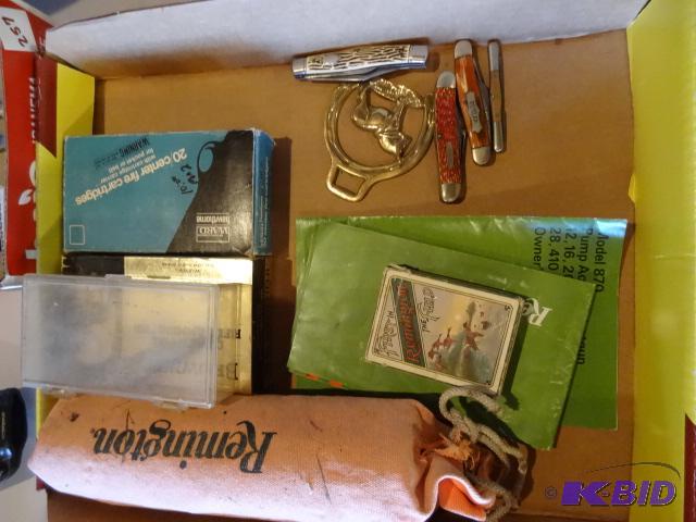 lot 256 image: Remington Playing Cards, Pocket Knives, Empty...