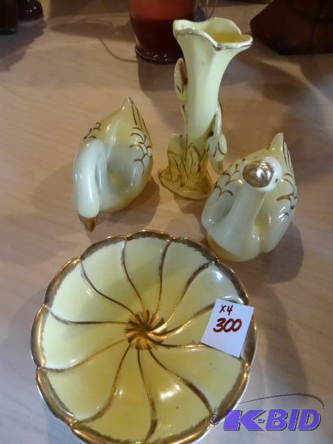 lot 300 image: Swans and Matching Vase...