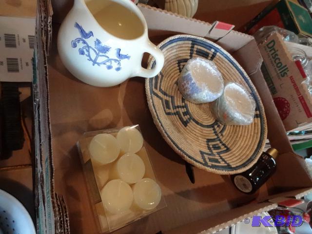 lot 304 image: Votive Candles, Ceramic Pitcher, 2 Belae Cups...