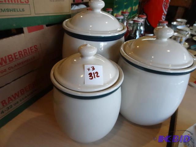 lot 312 image: 3 Piece Kitchen Canister Set...
