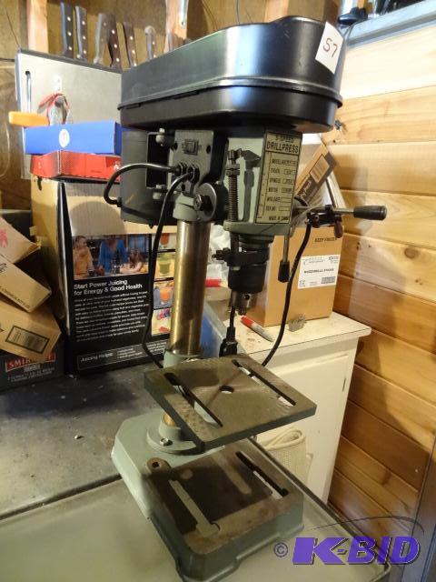 lot 57 image: 5 Speed Drill Press. Table Top 110 volt Works...