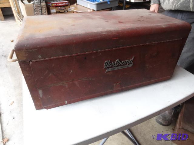 lot 96 image: Herbrand Tool Box. Lift up Lid and 2 Drawers...