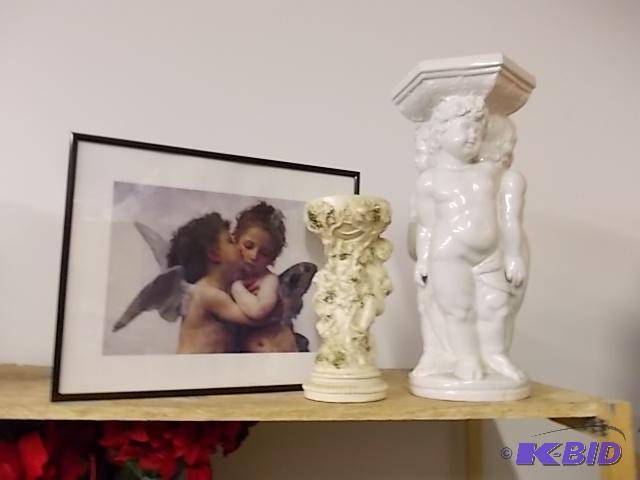 2-Cherub Statues, 1-Cherub Picture...