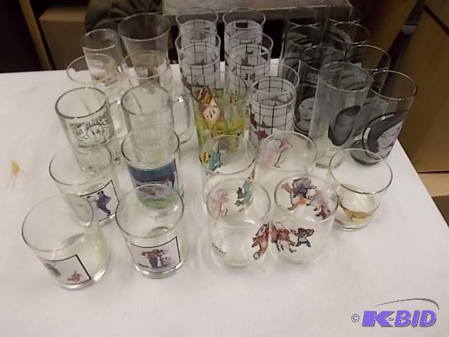 Large Lot Of Assorted Cartoon Glasses, Collec...