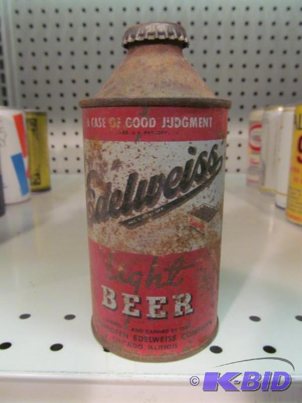 lot 1 image: Edelweiss Light Beer 12oz Cone Top Beer Can