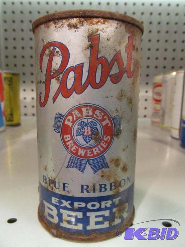 lot 15 image: Pabst Blue Ribbon Export Beer 12oz Flat Top Beer Can