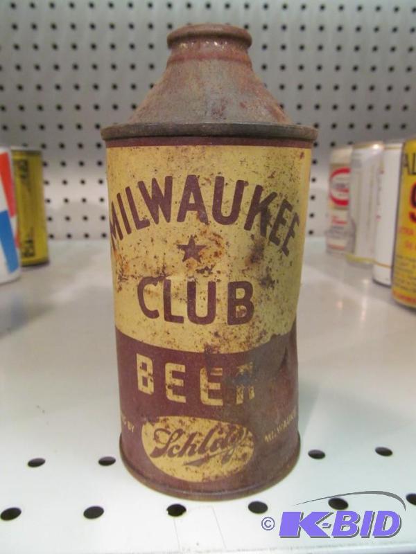 lot 2 image: Schlitz Milwaukee Club Beer 12oz Cone Top Beer Can