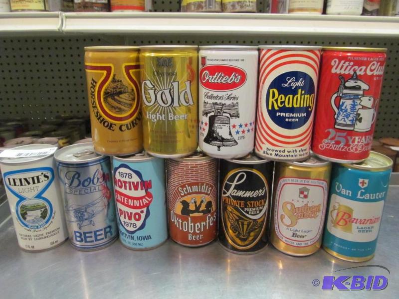 lot 39 image: Lot of 12 Bottom Opened Collector Beer Cans