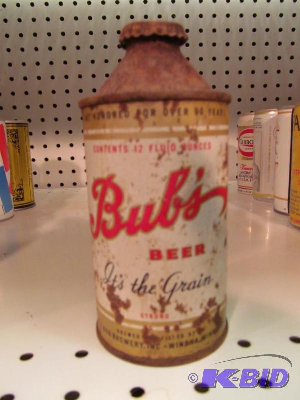 lot 4 image: Bubs Beer 12oz Cone Top Beer Can