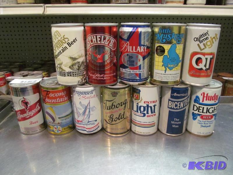 lot 41 image: Lot of 12 Bottom Opened Collector Beer Cans