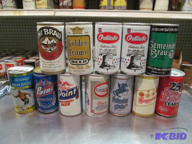 lot 44 image: Lot of 12 Bottom Opened Collector Beer Cans
