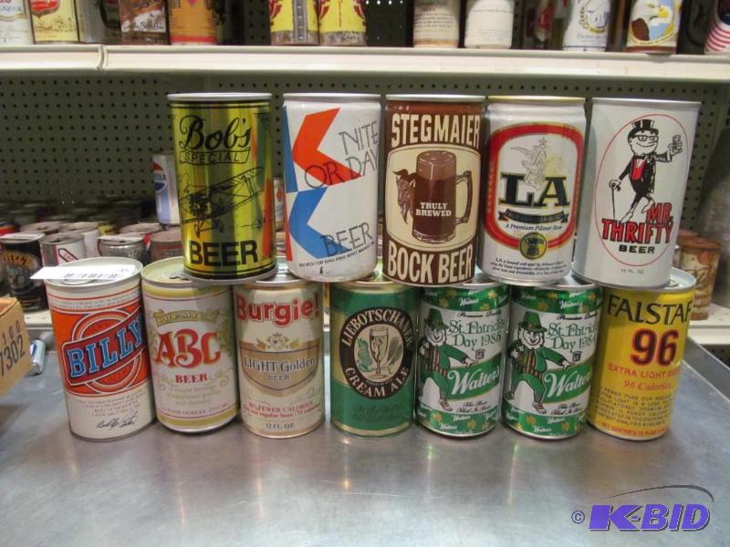 lot 45 image: Lot of 12 Bottom Opened Collector Beer Cans