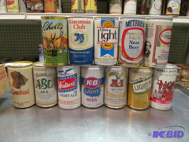 lot 46 image: Lot of 12 Bottom Opened Collector Beer Cans