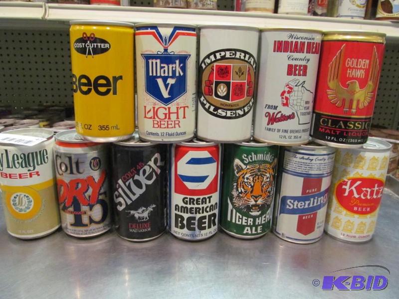 lot 47 image: Lot of 12 Bottom Opened Collector Beer Cans