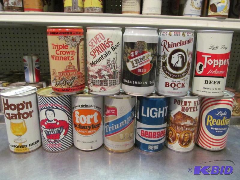lot 48 image: Lot of 12 Bottom Opened Collector Beer Cans