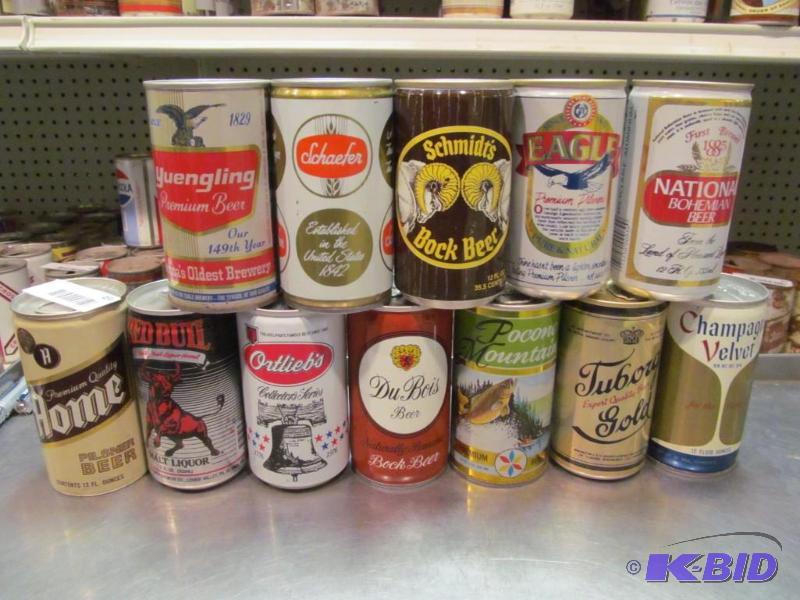 lot 49 image: Lot of 12 Bottom Opened Collector Beer Cans