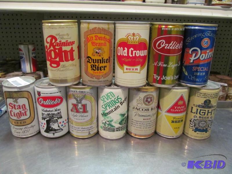 lot 51 image: Lot of 12 Bottom Opened Collector Beer Cans