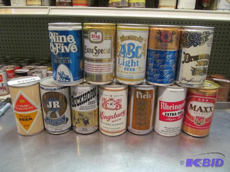 lot 52 image: Lot of 12 Bottom Opened Collector Beer Cans