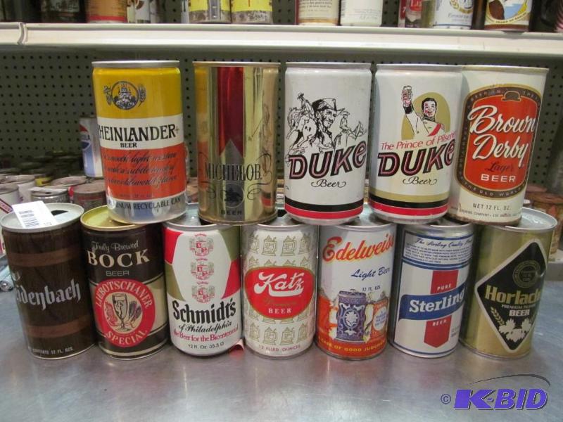 lot 57 image: Lot of 12 Top Opened Collector Beer Cans