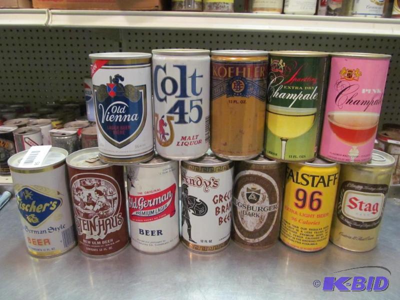 lot 58 image: Lot of 12 Bottom Opened Collector Beer Cans