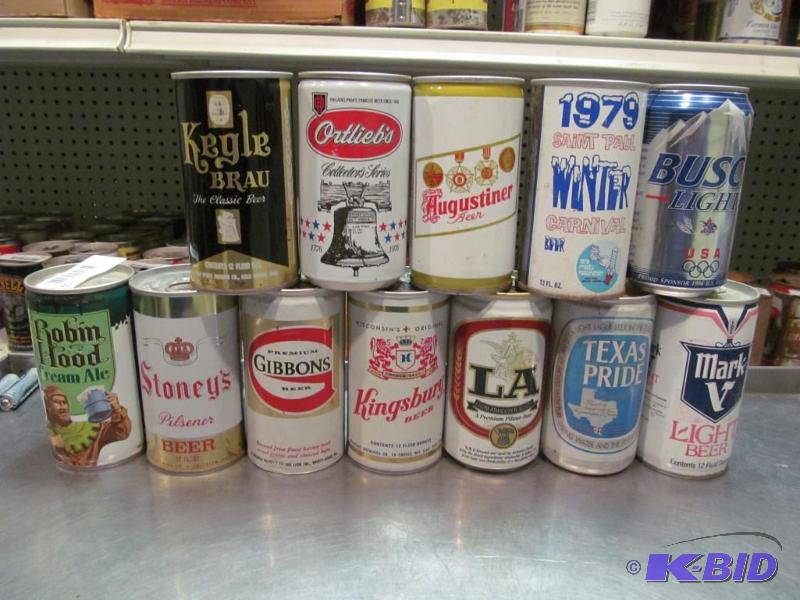 lot 59 image: Lot of 12 Bottom Opened Collector Beer Cans