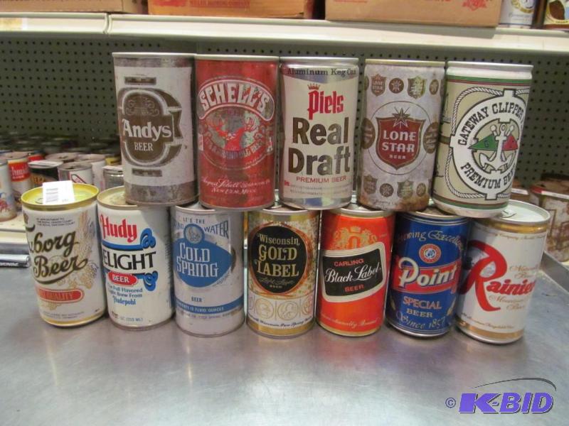 lot 60 image: Lot of 12 Bottom Opened Collector Beer Cans