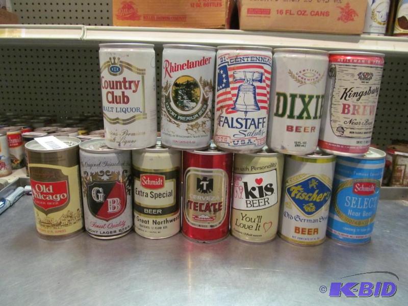 lot 61 image: Lot of 12 Bottom Opened Collector Beer Cans
