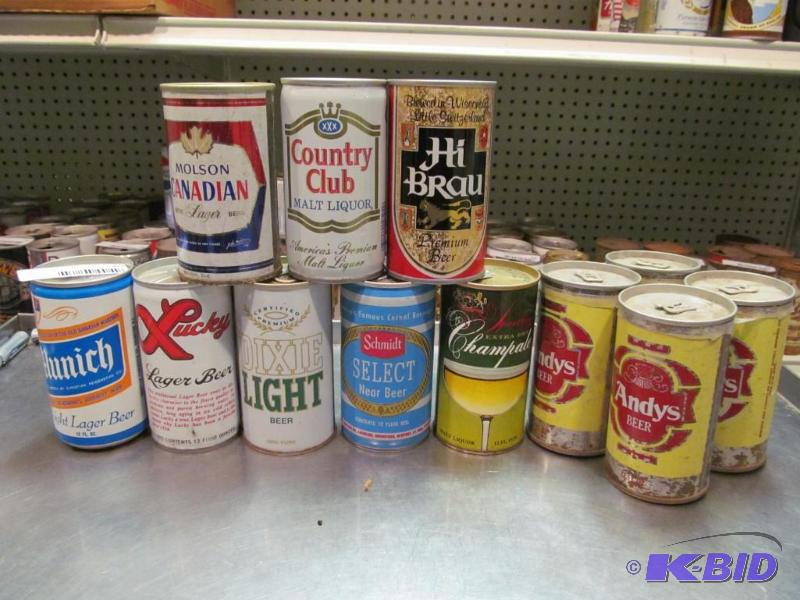 lot 63 image: Lot of 12 Bottom Opened Collector Beer Cans