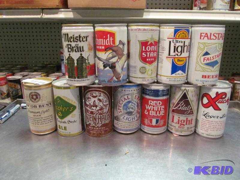 lot 64 image: Lot of 12 Bottom Opened Collector Beer Cans