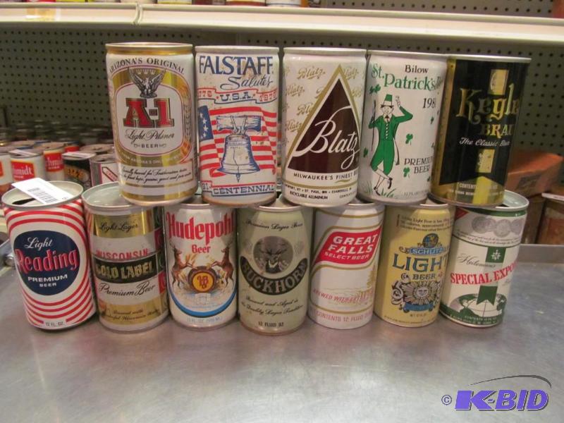 lot 66 image: Lot of 12 Top Opened Collector Beer Cans