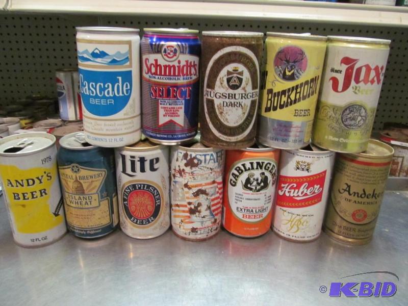 lot 70 image: Lot of 12 Top Opened Collector Beer Cans