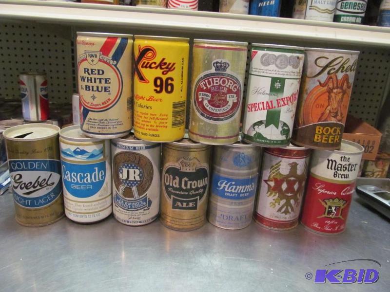 lot 75 image: Lot of 12 Top Opened Collector Beer Cans