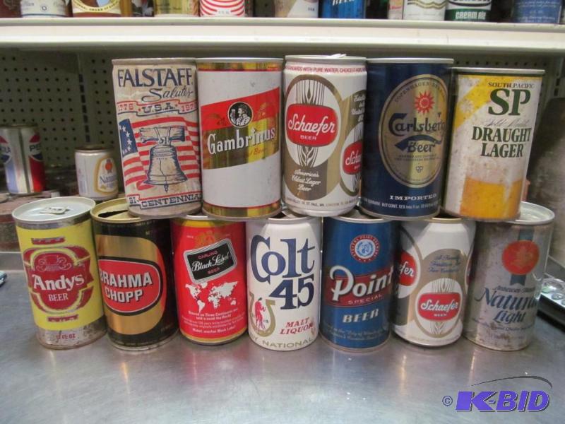 lot 76 image: Lot of 12 Top Opened Collector Beer Cans
