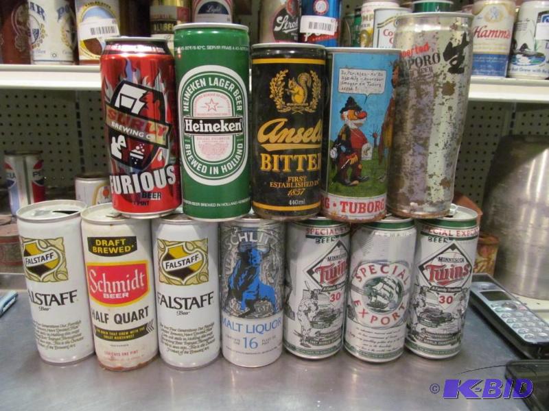 lot 77 image: Lot of 12 Top Opened Collector Beer Cans