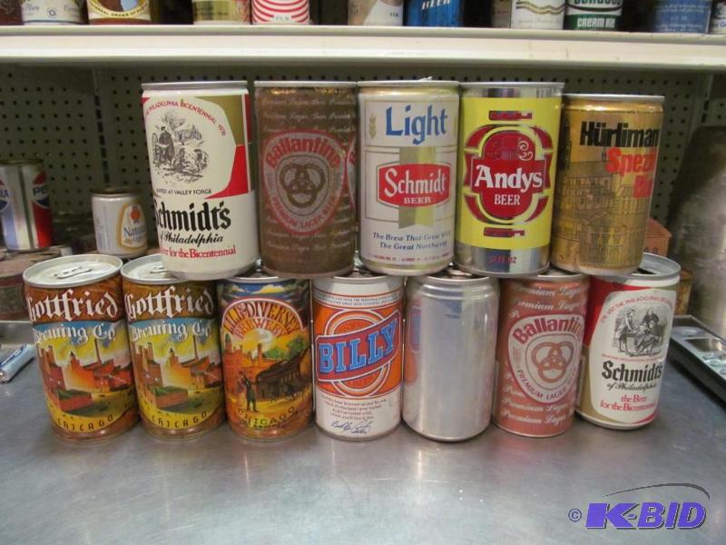 lot 78 image: Lot of 12 Top Opened Collector Beer Cans