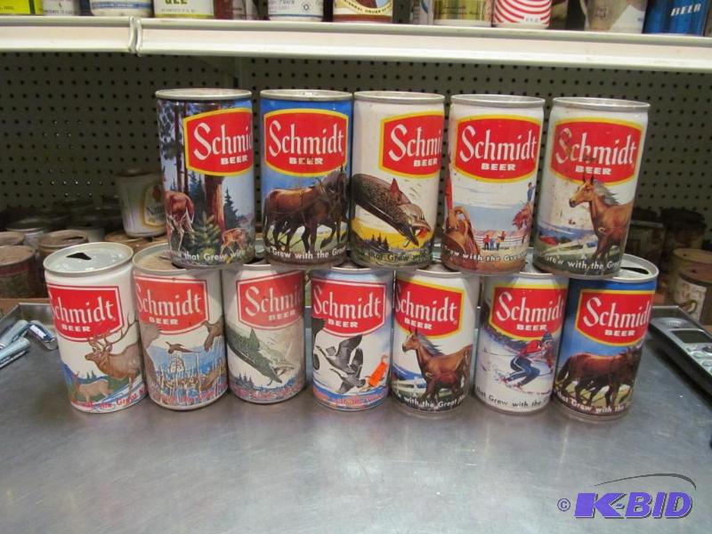 lot 79 image: Lot of 12 Top Opened Collector Beer Cans