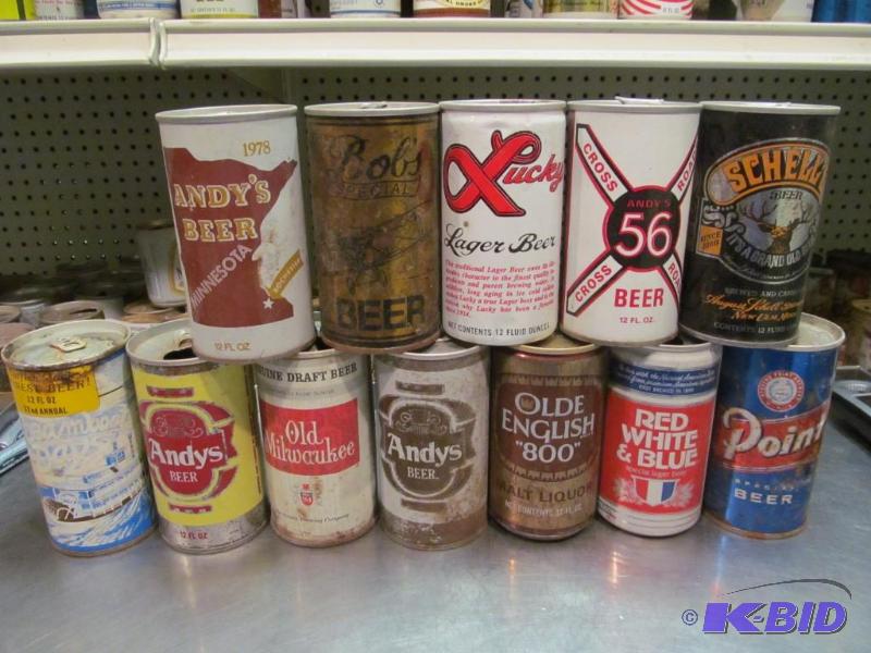 lot 80 image: Lot of 12 Top Opened Collector Beer Cans