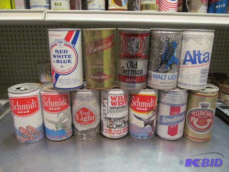 lot 81 image: Lot of 12 Top Opened Collector Beer Cans