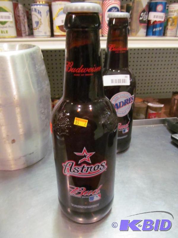 lot 89 image: Budweiser Beer Bottle Pitcher Huston Astros