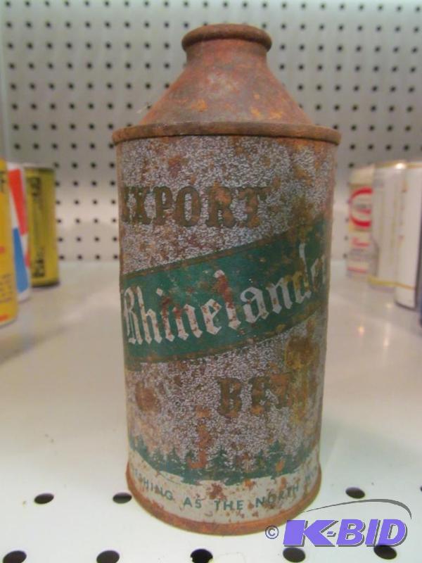 lot 9 image: Rhinelander Beer 12oz Cone Top Beer Can