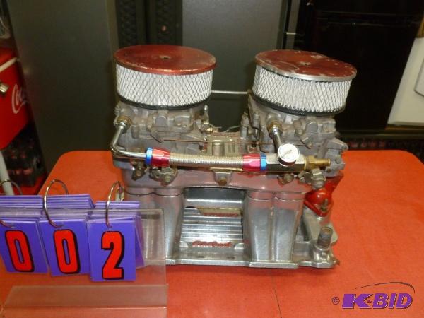 Edelbrock tunnel ram with twin carb set up. 1...