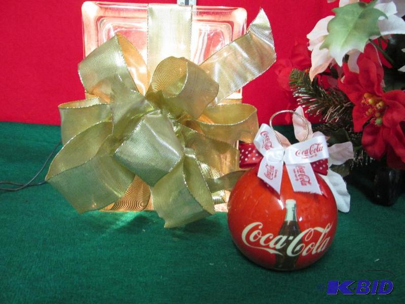 Lighted Glass Brick and Coca Cola Ornament