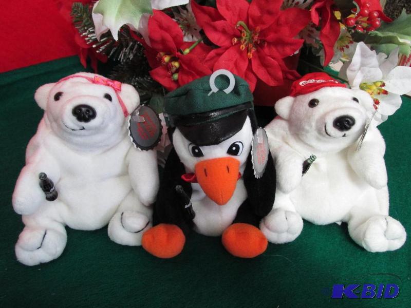 2 Coca Cola Bears and 1 Coca Cola Delivery Penguin -- 1997