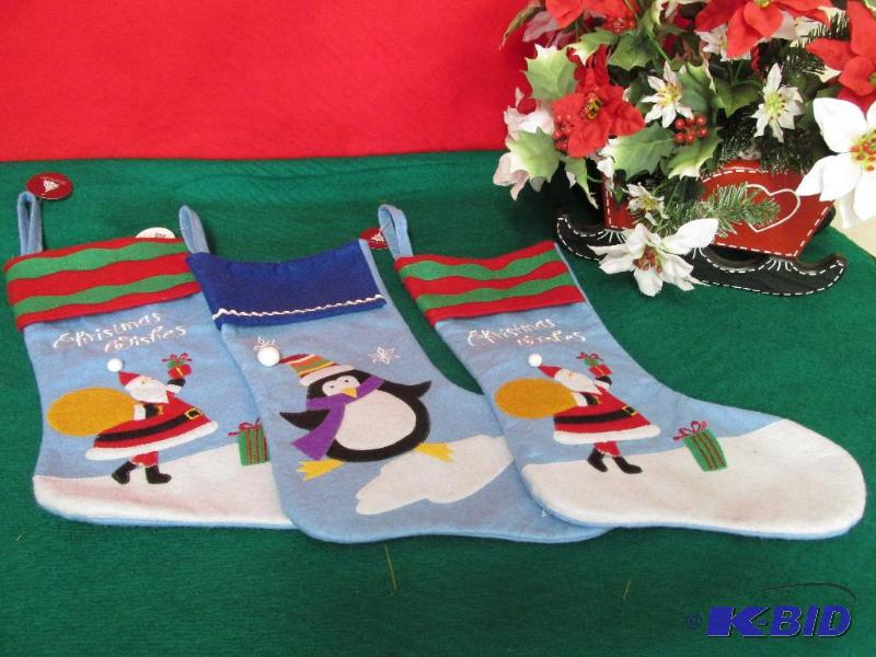 3 Brand New Christmas Stockings with Extra Embellishments