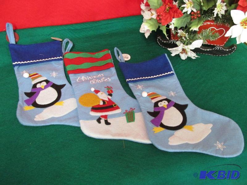 3 Brand New Christmas Stockings with Extra Embellishments