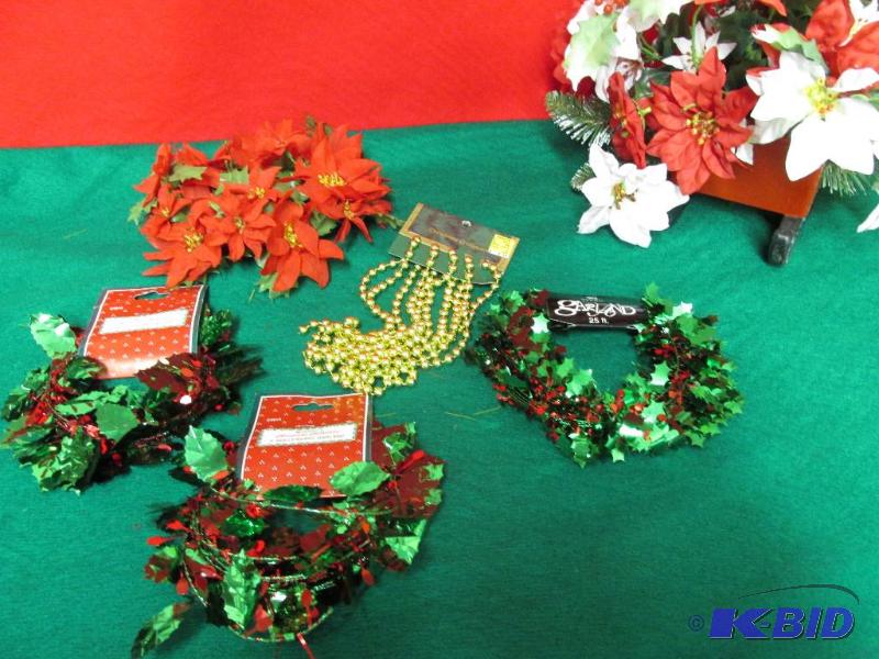 3 Wire Garlands and a Poinsettia Candle Holder