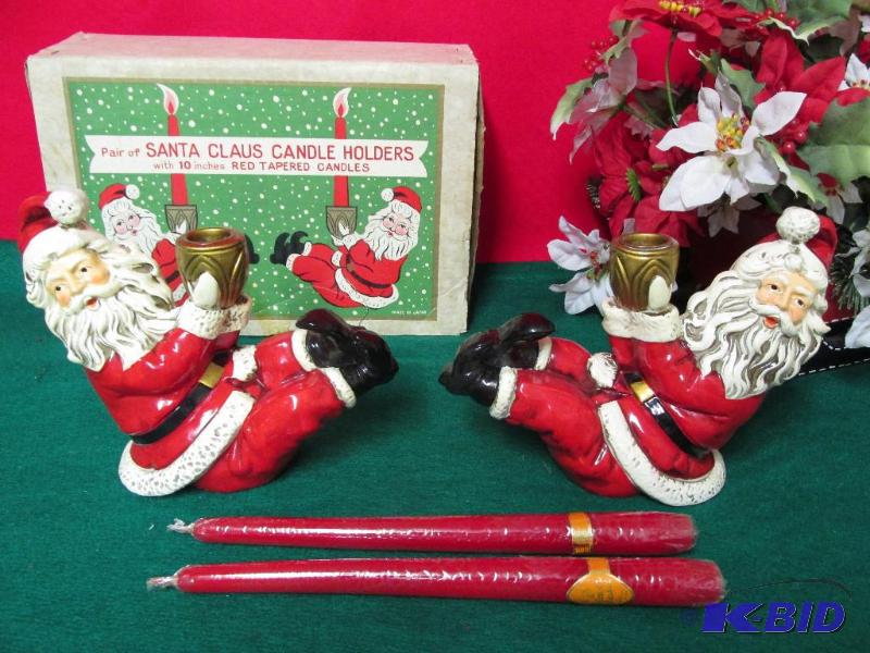 Vintage, Antique - Santa Candle Holders - Excellent Condition