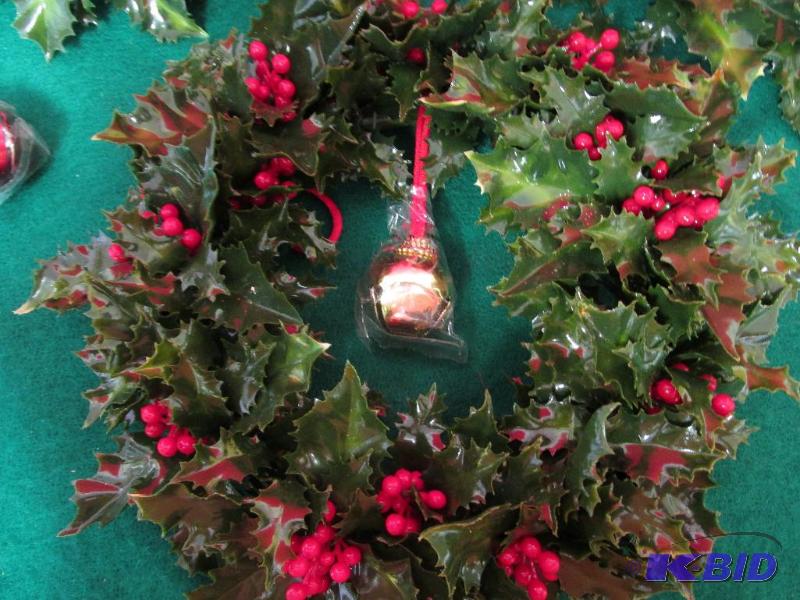 Three Nine Inch Wreaths with Bells or Three Candle Rings with Bell Necklaces, You choose.